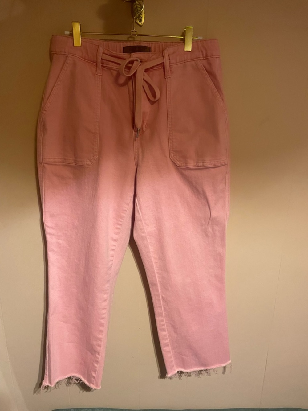 Judy Blue Pastel Pink Crop Jeans with Drawstring Waist